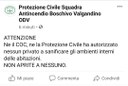 AVVISO DA PROTEZIONE CIVILE SQUADRA ANTINCENDIO BOSCHIVO VALGANDINO – ODV