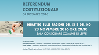 Referendum Costituzionale - Dibattito sulle ragioni del Sì e del No